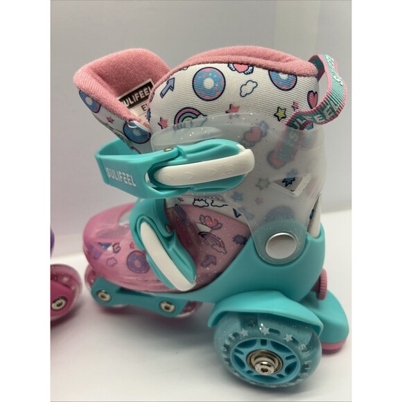 SULIFEEL Rainbow Hearts Adjustable Size XS 9-10 EU 25-28 Girl Roller Skates New - Picture 3 of 14